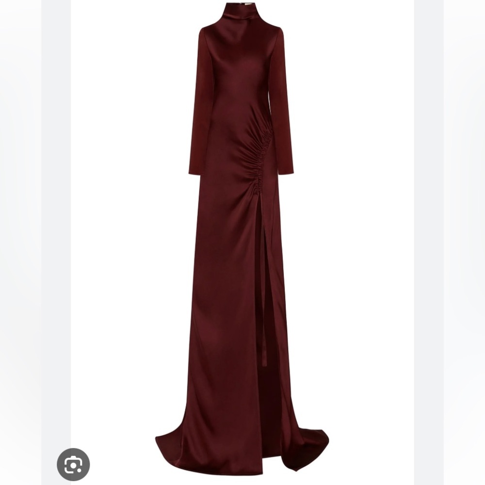 LAPOINTE Satin Bias Tab Gown with Slit